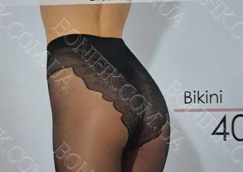 Жіночі колготки з ажурними трусиками BIKINI 40 DEN - 1/6