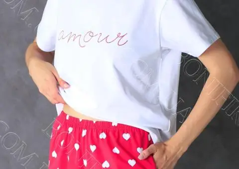 Жіночий комплект піжами (футболка+шорти) "Amour" (арт. LPK 2970/37/01) - 3/3