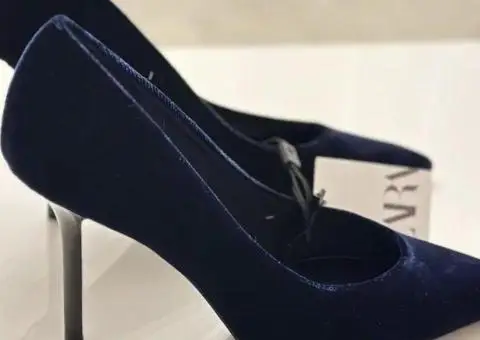 Текстильні велюрові туфлі лодочки Zara - 1/3