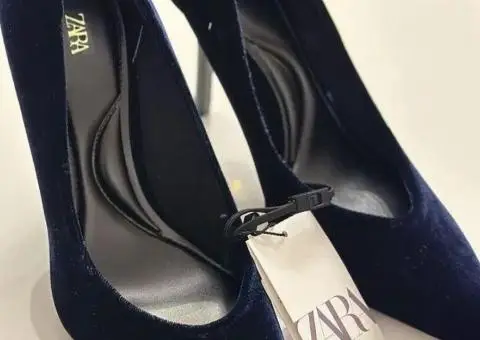 Текстильні велюрові туфлі лодочки Zara - 2/3