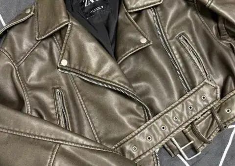 Нова Шкіряна куртка ZARA M жіноча (косуха) - 2/3