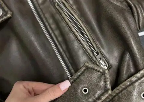 Нова Шкіряна куртка ZARA M жіноча (косуха) - 3/3