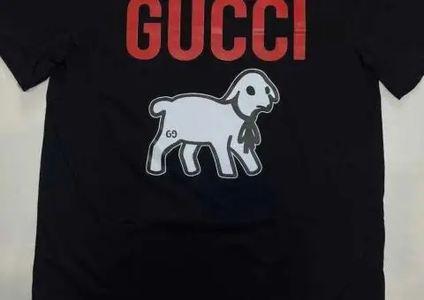 Футболка Gucci drip drill/Гучі з ягням/GUCCI/вівцею/чорна/футболки - 1/3