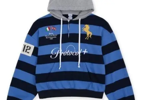 Protocol index fw25 stripe polo hoodie - 1/3