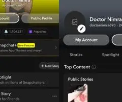 Аккаунт Snapchat с snapscore 1 млн и 33k подписчиков