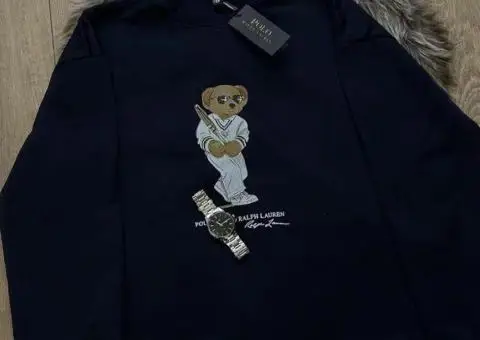 кофта polo ralph lauren bear, свитшот ralph lauren grey/blue - 1/3