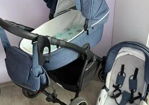 Коляска noordi fjordi 2 в 1 Jeans Blue - 1/3