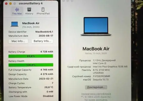 MacBook Air 13" 2020 (Space Gray, 8/128 ГБ, A2179, MWTJ2) USA - 3/3