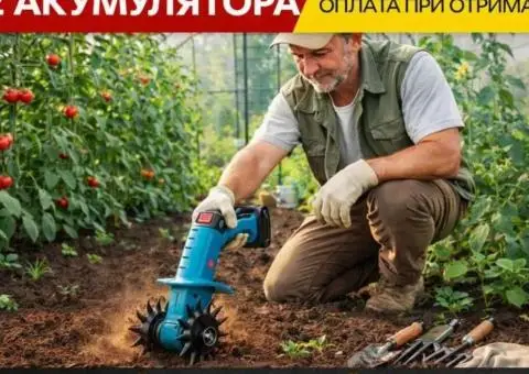 Культиватор акумуляторний з безщітковим мотором‼️Міні культиватор  електричний‼️ 2️⃣акб - 3/3