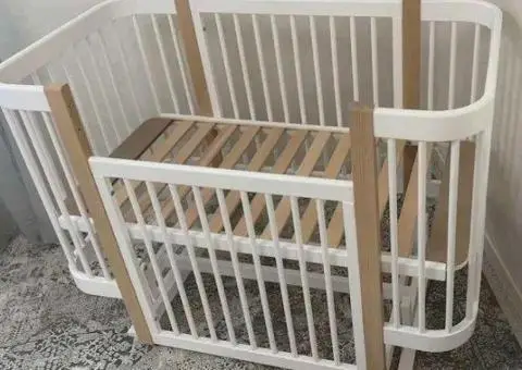 Дитяче ліжечко BABYMAX з маятником та колесами. Ліжко з бука 120×60 для новонароджених - 2/3