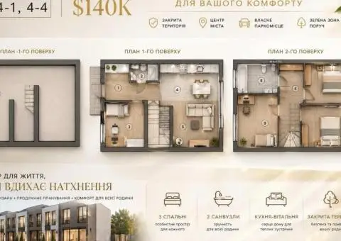Продаж таунхауса 140 м² з підвалом у ЖК HAPPY HOUSE, центр Вишгорода - 4/4