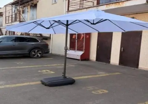 Парасолька трьохкупольна торгова  4,5×2,8 м з підставкою та посиленим кріпленням - 3/3