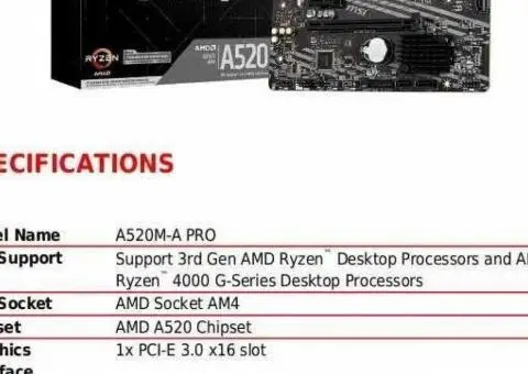 Игровой комплект райзен MSI A520M Ryzen 5 3600 амд amd ryzen am4 - 1/3