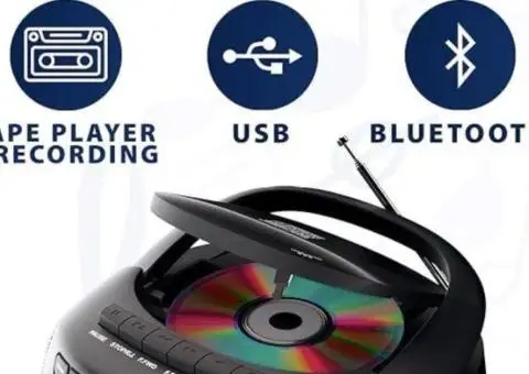 Новий Bluetooth CD-бумбокс KLIM + Касетний магнітофон (USB, AUX, Радіо) - 2/3