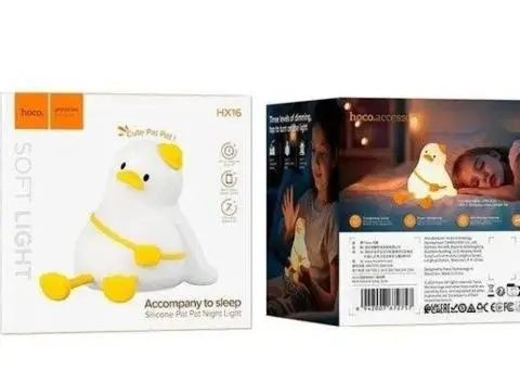 Лампа Hoco HX16 Силіконова качка, дитячий нічний світильник 1200 mAh, 2W, 3 режимів Білий оптом - 2/3