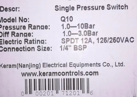 Датчики реле тиску серія Q від компанії Keram Controls & Equipments Co., Ltd. - 5/9