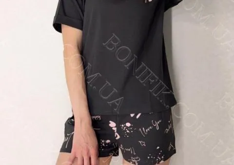 Women's pajama set with T-shirt and shorts "Don't Worry" (16376) (art. 1407)