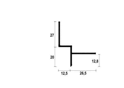 Aluminum shadow gap profile 10 mm painted 2.5m - 2/3