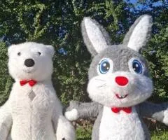 Поздравление медвежонок, панда и зайчик аниматор 2.6м, мишка зайка панда