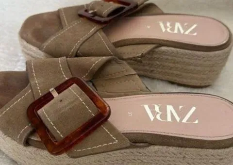 Branded natural ZARA slides - 1/4