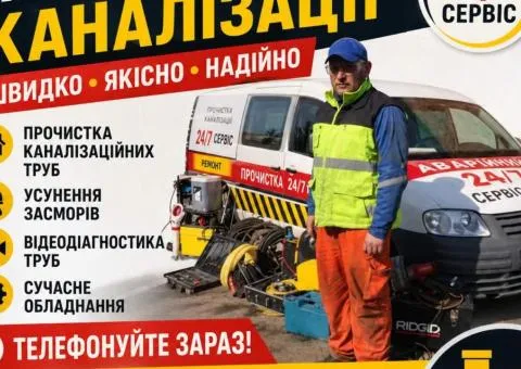 Чистка и прочистка труб канализации — Днепр, Самар, Каменское, Солёное