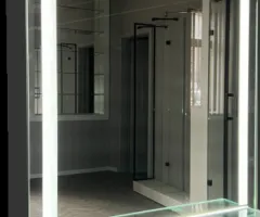 Mirror with illuminated mirror and shelves 850x850 mm