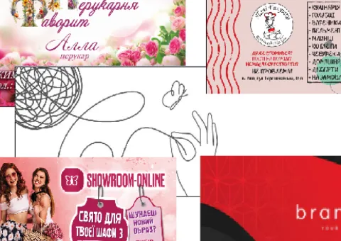 Business cards of standard and non-standard formats