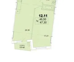 1-room apartment for sale, 47.3 m², Itaka residential complex, Chubayivska, Odesa