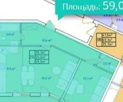 2-room apartment for sale, 59 m², business-class building, Fontanska doroha, Odesa