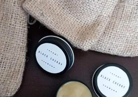 Solid handmade perfume "Black Cherry" (Black Cherry) + pouch