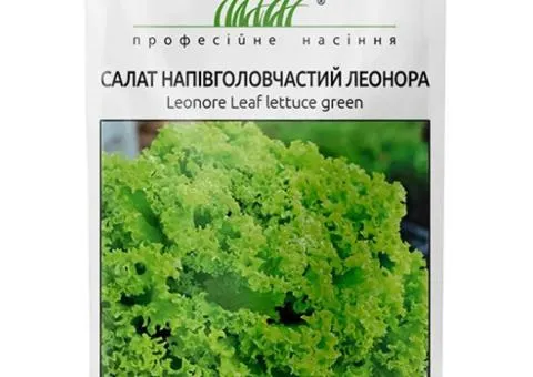 Салат Леонора зелений Лолло Біондо 30 шт, Насіння, 10 шт.