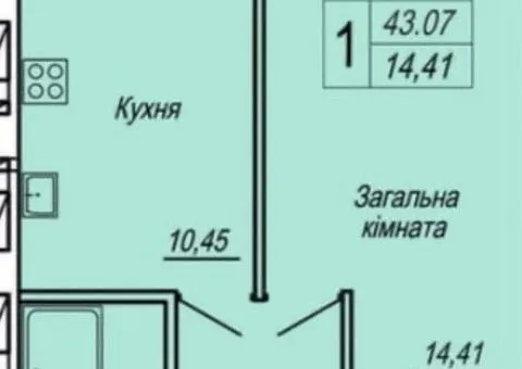 Продажа 1-комнатной квартиры, 43 м², ЖК «Панорама», Героев Десантников 19, Богуния, Житомир
