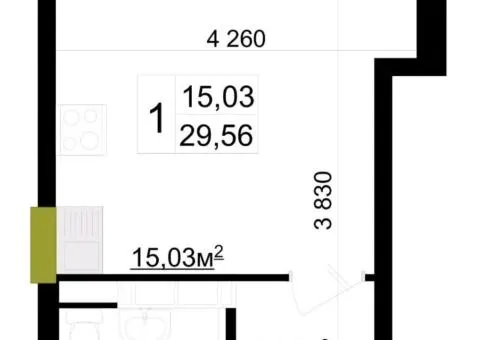 Продажа 1-комнатной квартиры, 30 м², ЖК «Вернисаж», просп. Незалежности, Миськмолзавод, Житомир
